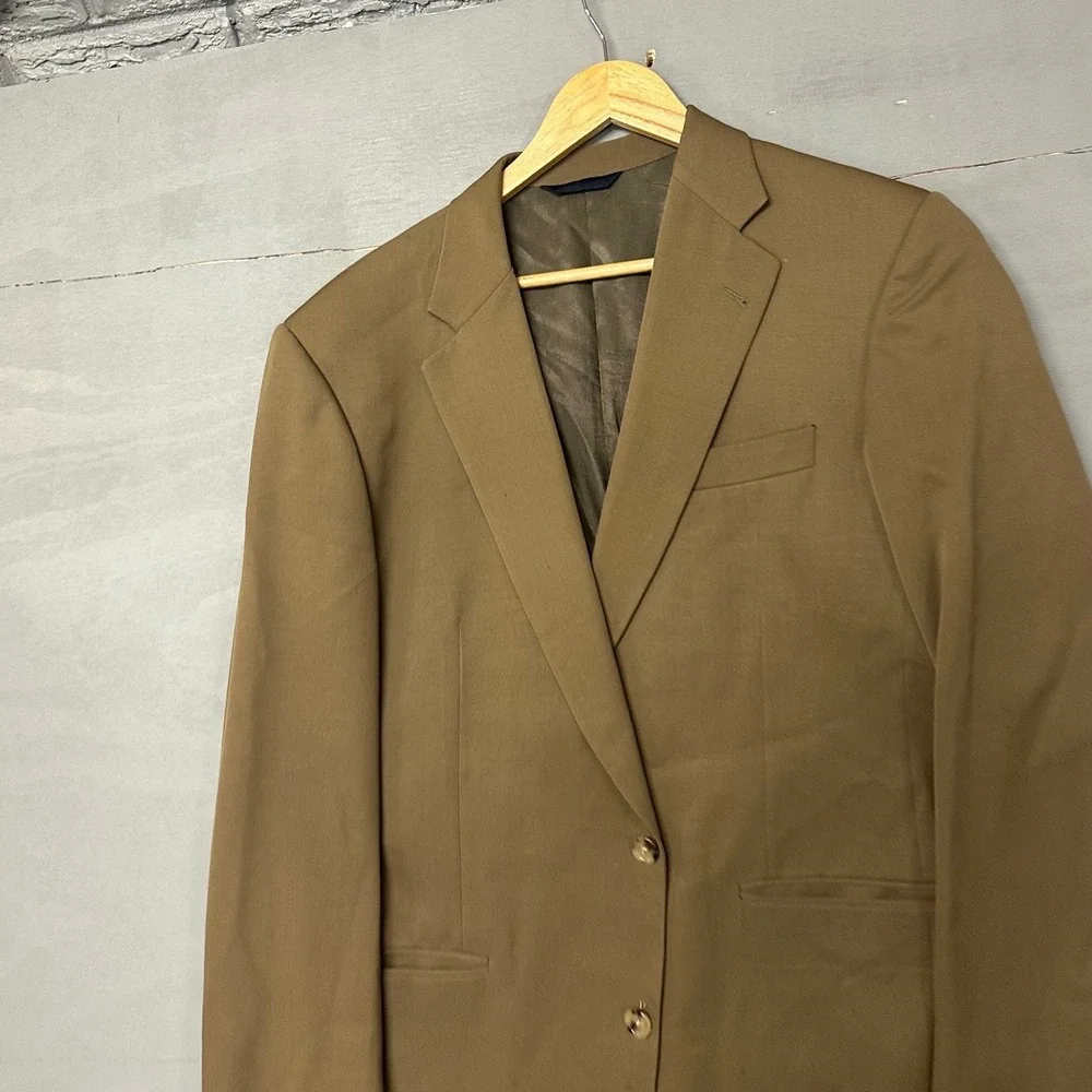 Burberry London Kensington Mens 42 Long‎ Tan Wool Two Button Blazer Sport Coat